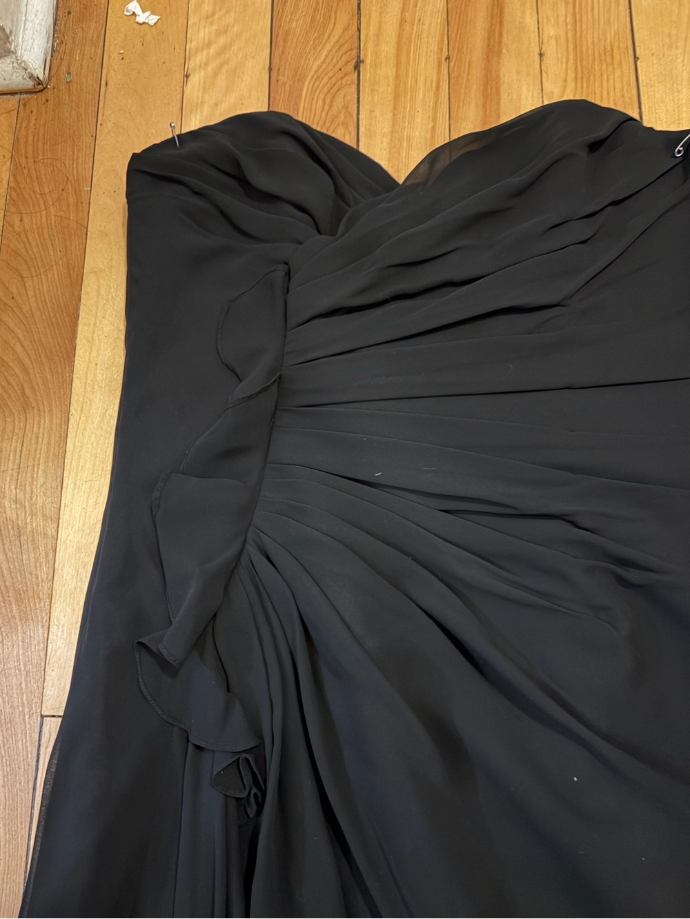 Classic Strapless Black Chiffon Evening Dress cocktail bridal boutique
